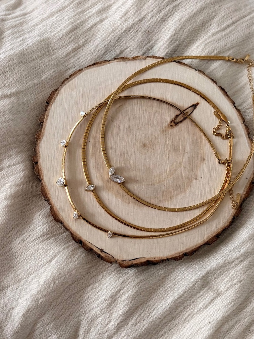 Gold Snake Chain Necklace, CZ Crystal Accents, Minimalist Layered Jewelry